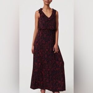 Loft Petite Floral Tie Back Ruffle Maxi Dress